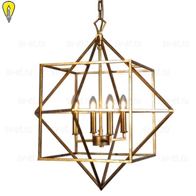 Дизайнерская подвесная люстра CUBIST Chandelier Gold 4 bulbs