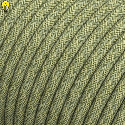 Провод круглый текстильный для люстры 2х0,5 цвет зелёный с узором (бухта) 100 метров