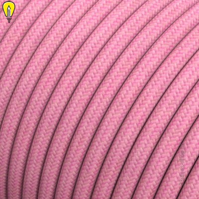 Провод круглый текстильный для люстры 2х0,5 цвет розовый с узором (бухта) 100 метров