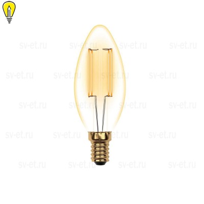Лампа светодиодная филаментная (UL-00002396) Uniel E14 5W 2250K прозрачная LED-C35-5W/GOLDEN/E14 GLV21GO