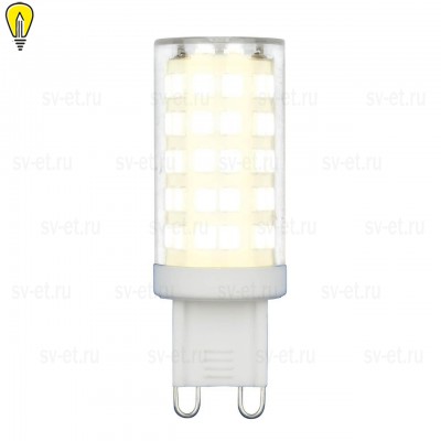 Лампа светодиодная Uniel G9 9W 3000K прозрачная LED-JCD-9W/3000K/G9/CL GLZ09TR UL-00006488