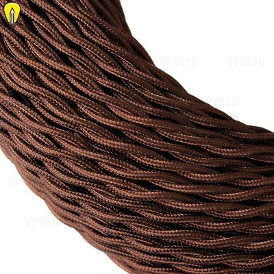 Провод витой текстильный для люстры 2х0,5 цвет коричневый (бухта) 100 метров