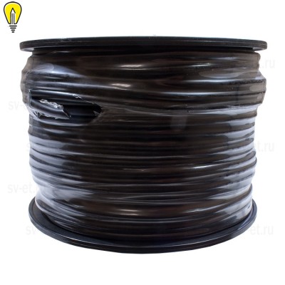 Провод круглый для люстры ПВХ 2х0,5 цвет чёрный (бухта) 100 метров 