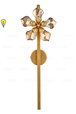 Бра дизайнерское из хрусталя и стекла Flower цвет латунь