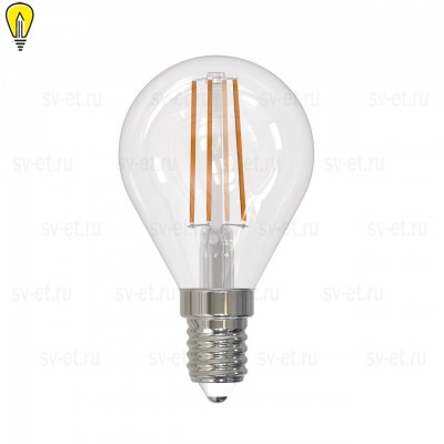 Лампа светодиодная филаментная диммируемая (UL-00005192) Uniel E14 9W 4000K прозрачная LED-G45-9W/4000K/E14/CL/DIM GLA01TR