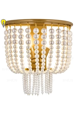Бра дизайнерское из хрусталя и стекла Pearl в цвете латунь