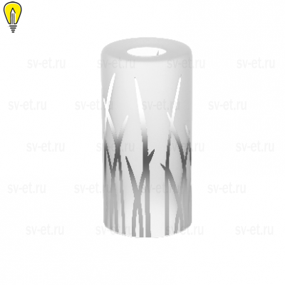 Плафон цилиндр декоративный матовый белый с серебристым рисунком 16 OC