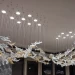 Инсталляция дизайнерская световая на тросах Falling leaf