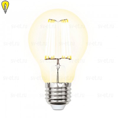 Лампа светодиодная филаментная (UL-00002625) Uniel E27 10W 3000K прозрачная LED-A60-10W/WW/E27/CL PLS02WH