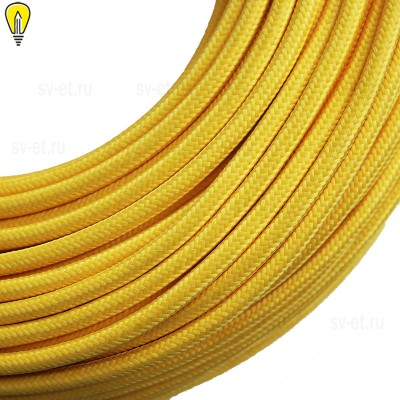 Провод круглый текстильный для люстры 2х0,5 цвет желтый (бухта) 100м