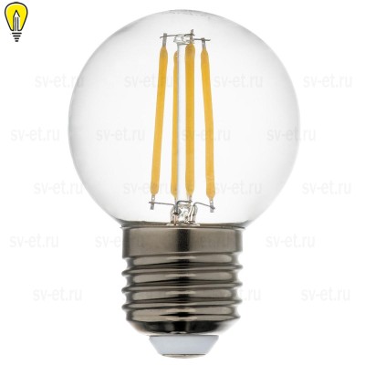 Лампа светодиодная филаментная Lightstar LED Filament E27 6W 4000K шар прозрачный 933824