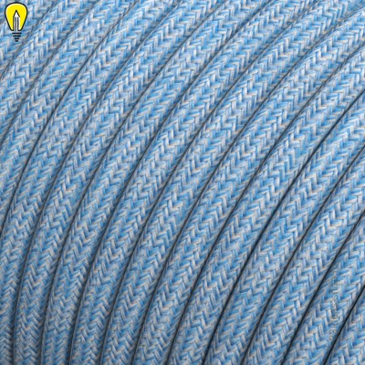 Провод круглый текстильный для люстры 2х0,5 цвет голубой с узором (бухта) 100м