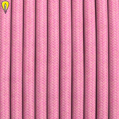 Провод круглый текстильный для люстры 2х0,5 цвет розовый с узором