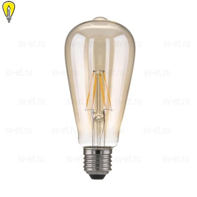 Лампа светодиодная филаментная Elektrostandard E27 6W 3300K прозрачная a048279