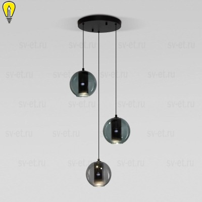 Подвесная светодиодная люстра Eurosvet Cobble 50258/3 LED дымчатый/бирюзовый
