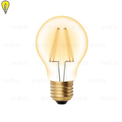 Лампа светодиодная филаментная Uniel E27 6W 2250K прозрачная LED-A60-6W/GOLDEN/E27 GLV21GO UL-00002355