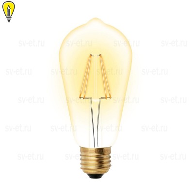 Лампа светодиодная филаментная (UL-00002360) Uniel E27 5W 2250K прозрачная LED-ST64-5W/GOLDEN/E27 GLV22GO